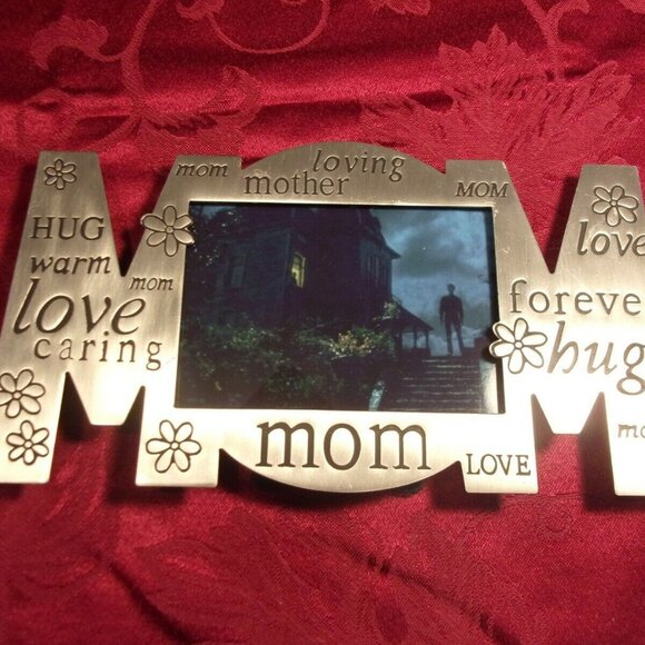 sz4.25x9.25 PSYCHO'S NORMAN BATES AND HIS MOTHER SILVER VTG "MOM" FRAME SI 199 - Picture 1 of 12